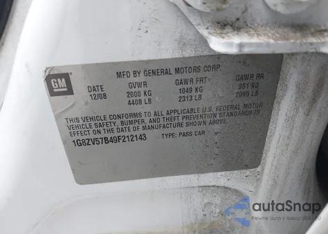 2009 Saturn Aura Xr z USA, uszkodzony, nr VIN 1G8ZV57B49F212143